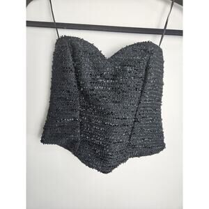 Express Size Small Black Strapless Tweed Sparkles‎ Sweetheart Neck Shimmers